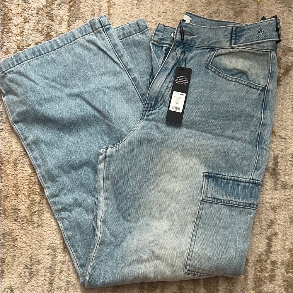 Fashion Nova Light Denim Wide Leg Jeans